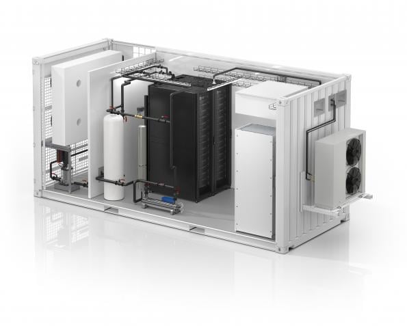 First liquid cooling for all-in-one modular datacentre
